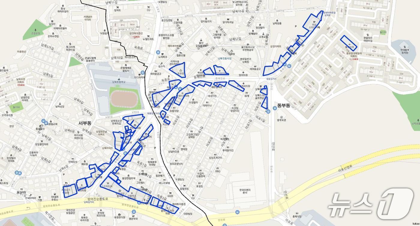 본문 이미지 - 울산 동구 '다시남목 골목형상점가' 위치도 (울산 동구 제공. 재판매 및 DB금지)/뉴스1