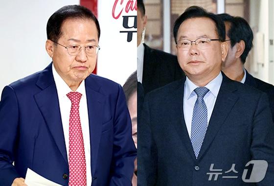 본문 이미지 - 홍준표 전 대구시장과 김부겸 전 국무총리. ⓒ 뉴스1 김초희 디자이너