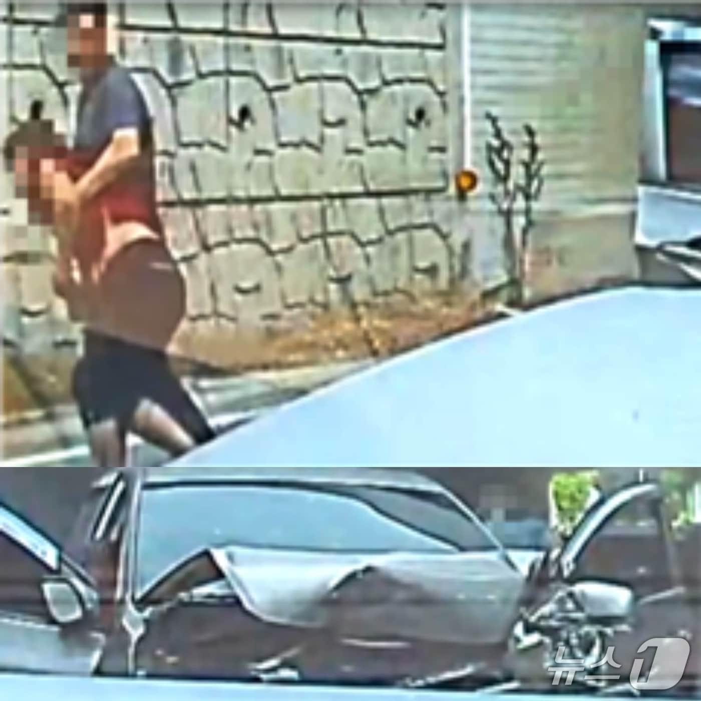 본문 이미지 - 무면허로 운전하다 사고를 낸 A 씨가 조수석에 탄 B 씨를 부축해 차에서 내리고 있다.(대구지검 안동지청 제공. 재판매 및 DB 금지)2026.4.2/뉴스1