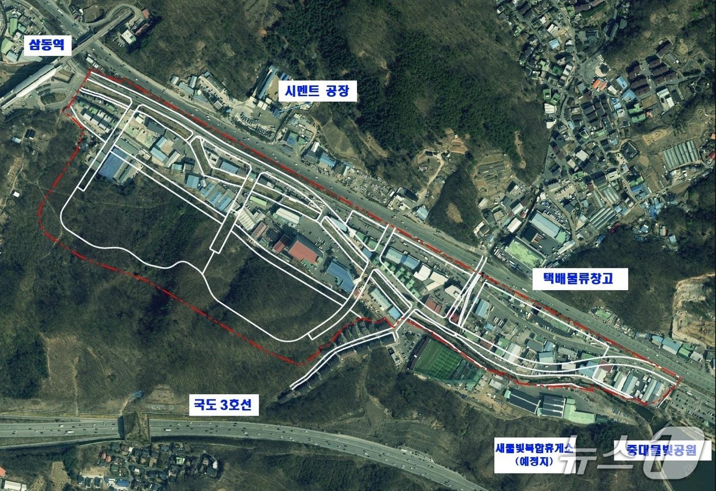 본문 이미지 - 광주시가 17일까지 열람공고를 하는 삼동역 일원 지구단위계획구역 구역도.(광주시 제공)