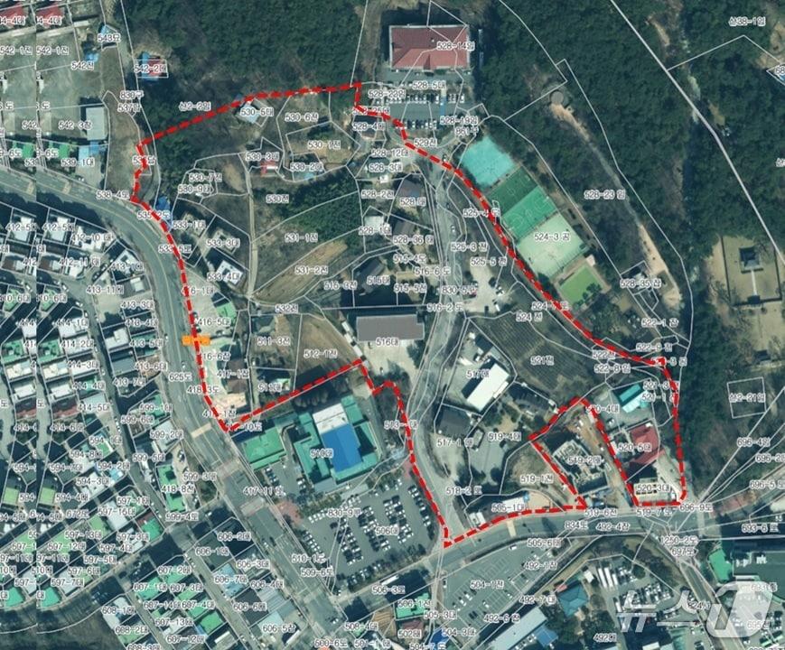 본문 이미지 - 건축물 해체가 진행되는 신청사 부지 위치도(서산시 제공. 재판매 및 DB금지)2026.4.20/뉴스1