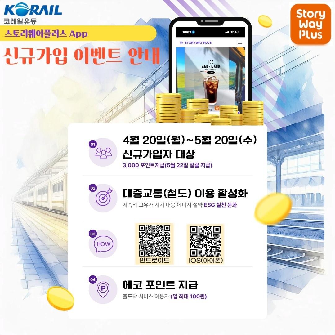 본문 이미지 - 코레일유통 스토리웨이플러스 앱 신규 가입자 이벤트 포스터.(코레일유통 제공)뉴스1ⓒ news1