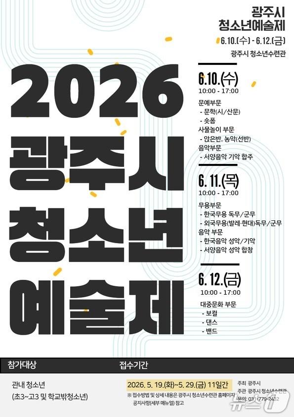 본문 이미지 - 광주시 ‘2026년 청소년예술제’ 참가자 모집 안내 포스터.(광주시 제공)