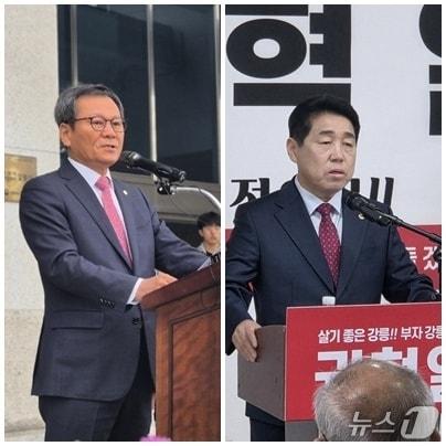 본문 이미지 - 6·3 지방선거 국민의힘 강원 강릉시장 최종 경선에 오른 김홍규 예비후보(사진 왼쪽)와 권혁열 예비후보.(현직 순, 뉴스1 DB)