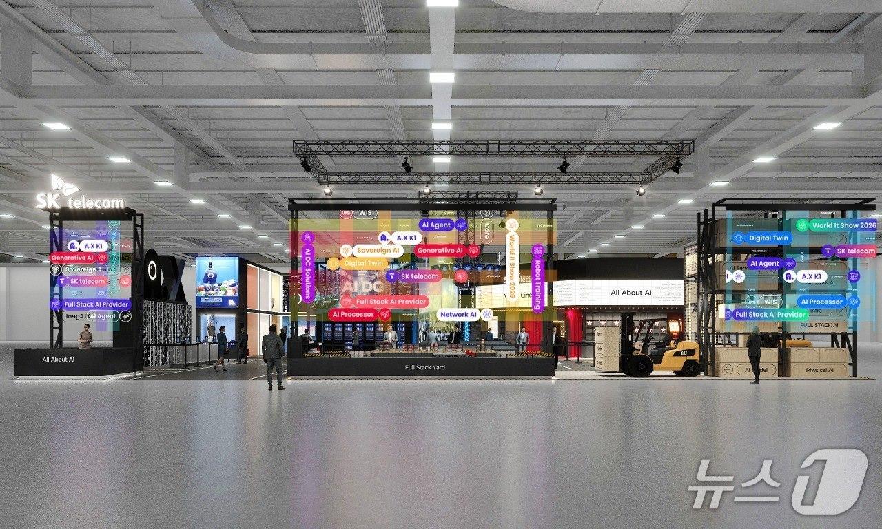 본문 이미지 - 월드 IT쇼 2026 SKT 전시관 조감도 (SK텔레콤 제공)