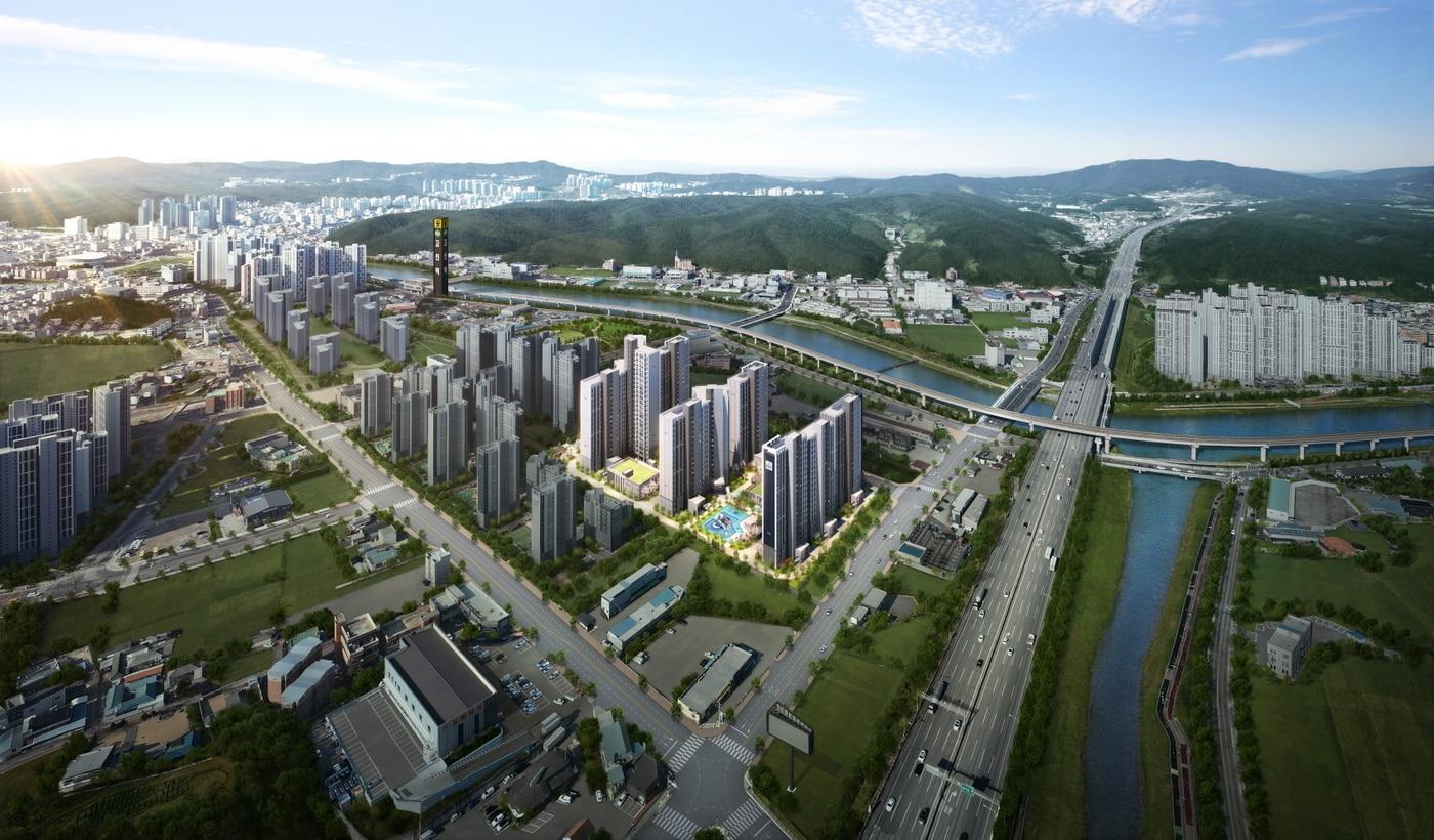 본문 이미지 -  '용인 고림 동문 디 이스트' 항공 조감도(동문건설 제공) 뉴스1ⓒ news1 