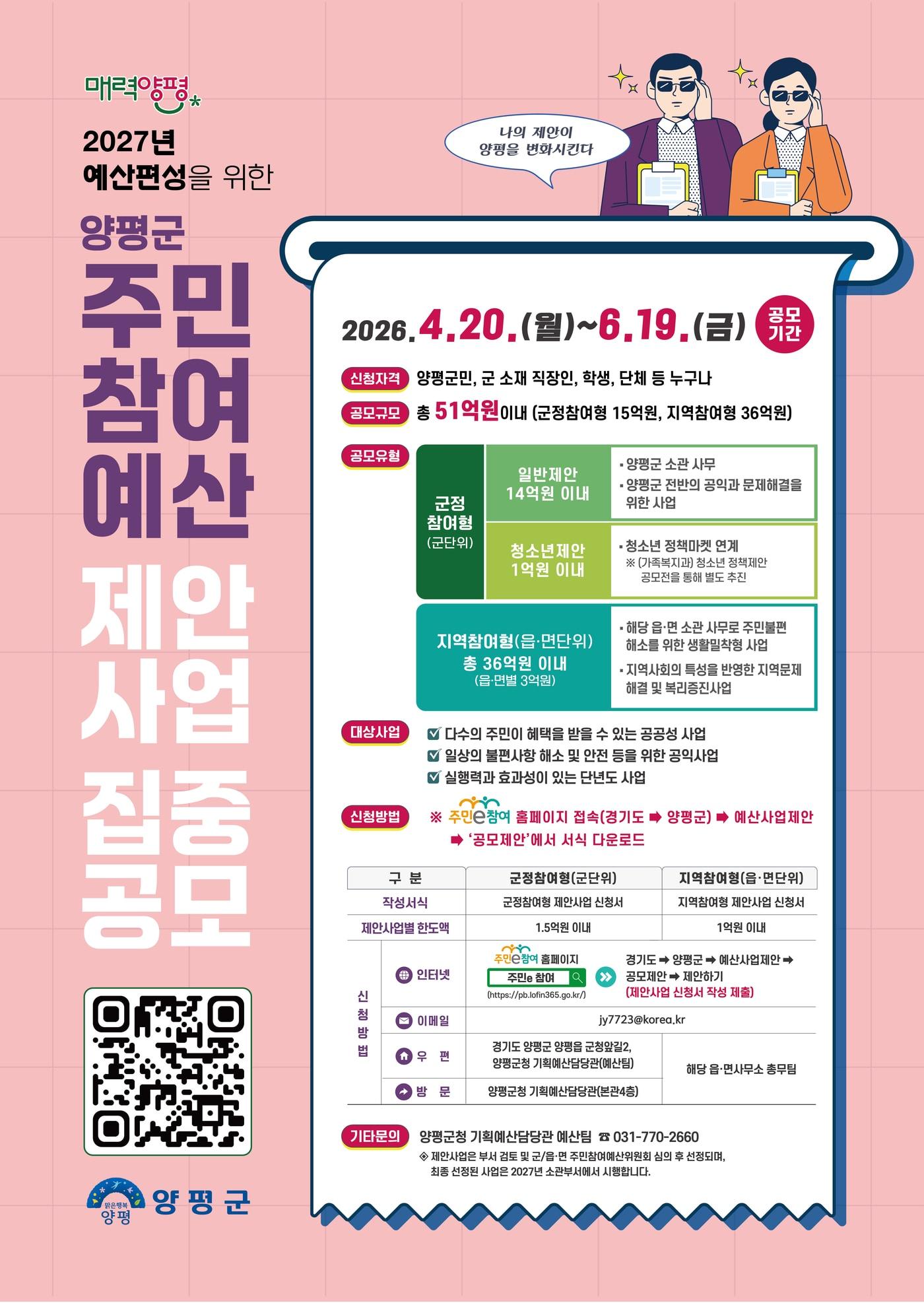 본문 이미지 - 경기 양평군 주민참여예산 공모 포스터.(양평군 제공. 재판매 및 DB 금지)/뉴스1