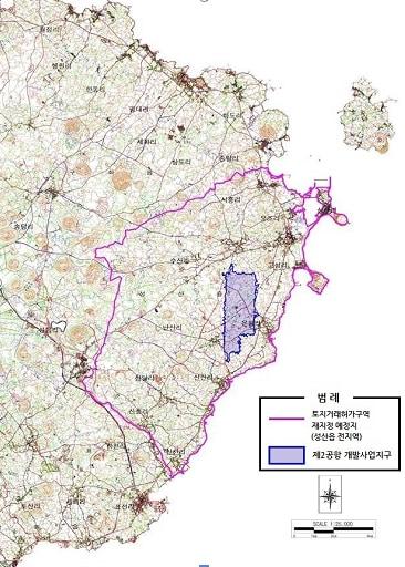 본문 이미지 -  제주 제2공항 건설예정지와 토지거래 허가구역./뉴스1
