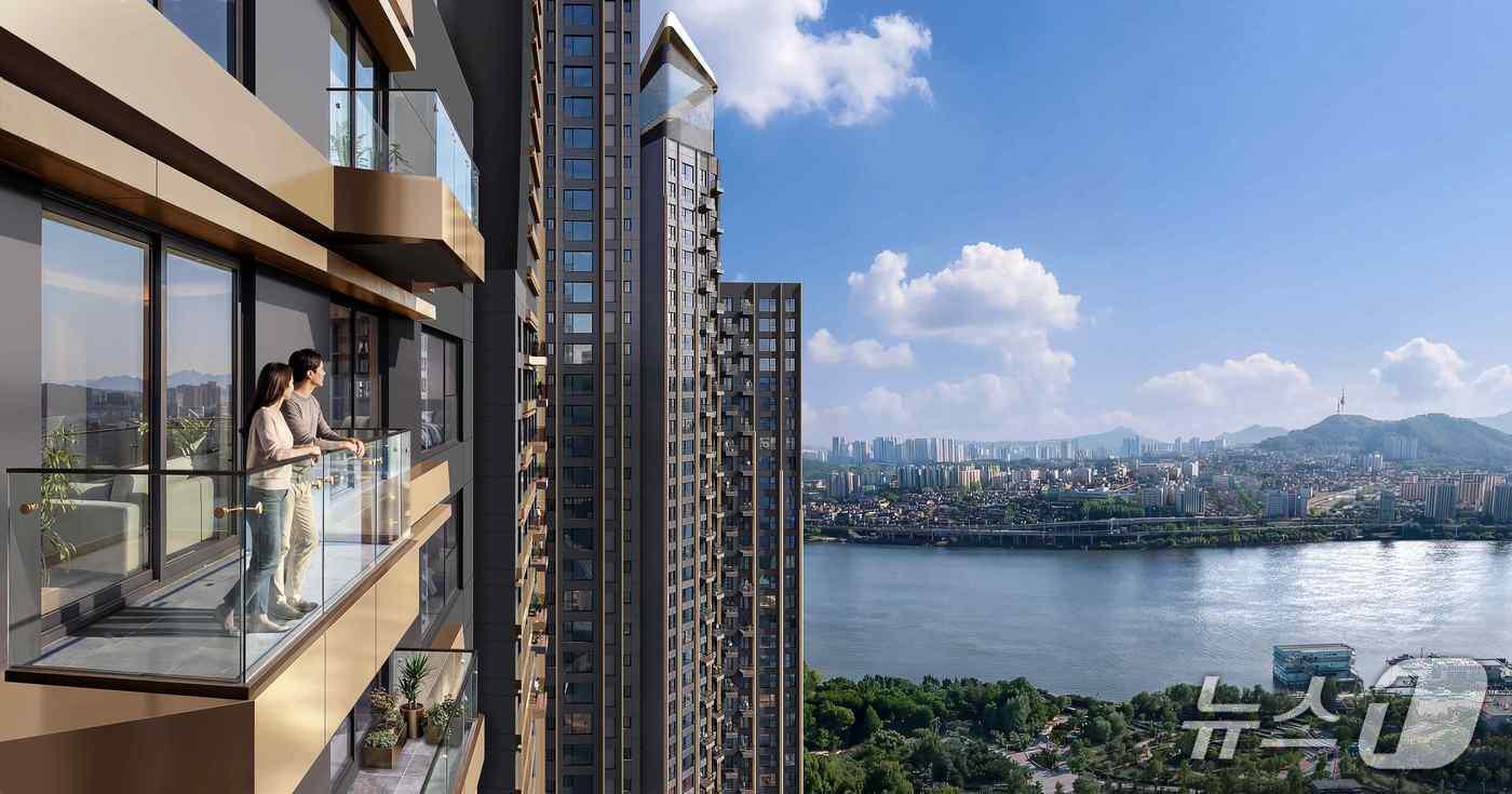 본문 이미지 - 래미안 일루체라(신반포19∙25차 통합 재건축) 세대 발코니에서 바라본 한강 조망.(삼성물산 제공)