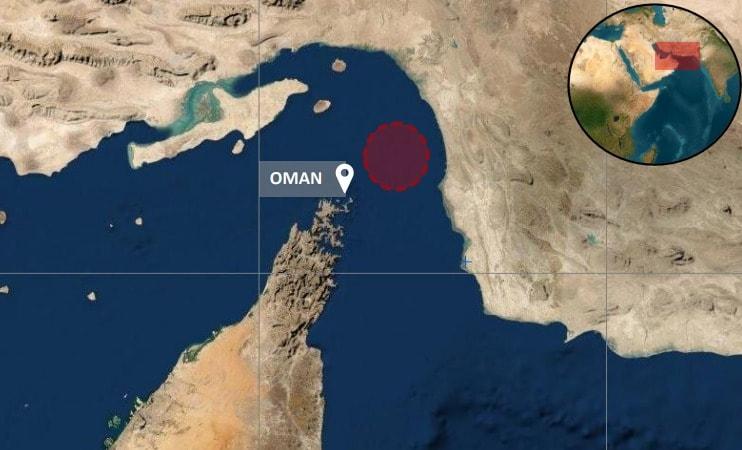 본문 이미지 - 22일(현지시간) 이란 이슬람혁명수비대(IRGC)가 한 컨테이너선에 발포한 지점을 나타내는 지도. (사진=UKMTO 자료 갈무리)