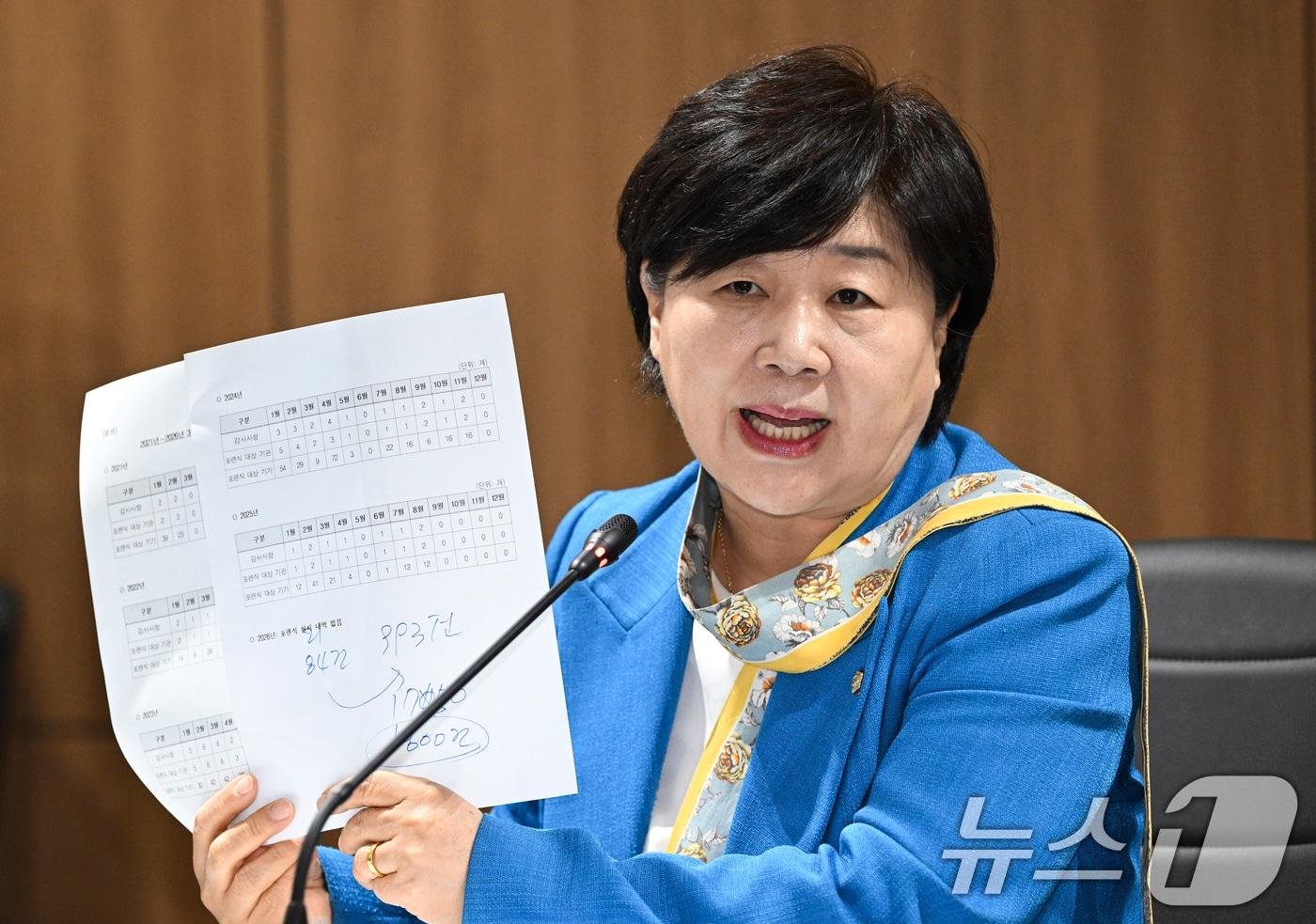 본문 이미지 - 서영교 위원장이 23일 오전 서울 종로구 감사원에서 열린 국회 윤석열 정권 정치검찰 조작기소 의혹 사건 진상규명 국정조사특별위원회의 현장조사에서 질의하고 있다. 2026.4.23 ⓒ 뉴스1 국회사진기자단