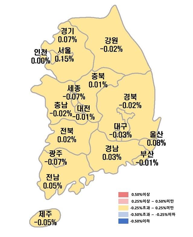 본문 이미지 - 시도별 아파트 매매가격지수 변동률.(부동산원 제공)