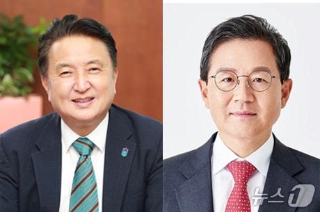 본문 이미지 - 김영환 충북지사(왼쪽) 윤갑근 변호사.