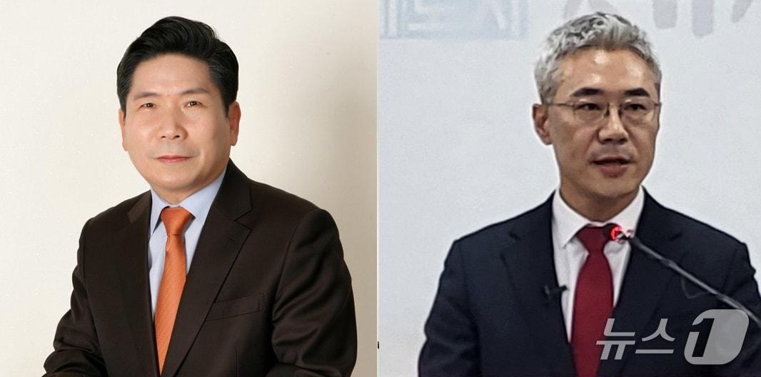 본문 이미지 - 김창규 제천시장(왼쪽), 이재우 예비후보