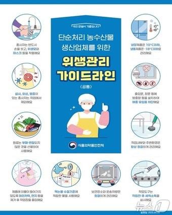 본문 이미지 - 단순처리 농수산물 위생관리 가이드라인.(식품의약품안전처 제공)