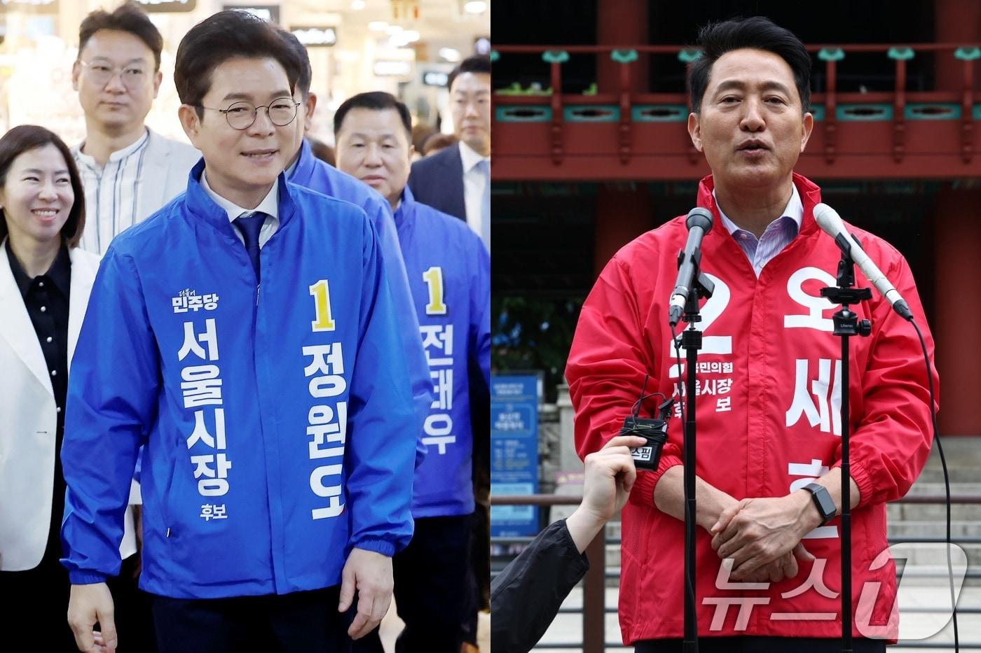 본문 이미지 - (왼쪽부터) 정원오 더불어민주당 서울시장 후보, 오세훈 국민의힘 서울시장 후보. ⓒ 뉴스1 최지환 기자,박정호 기자