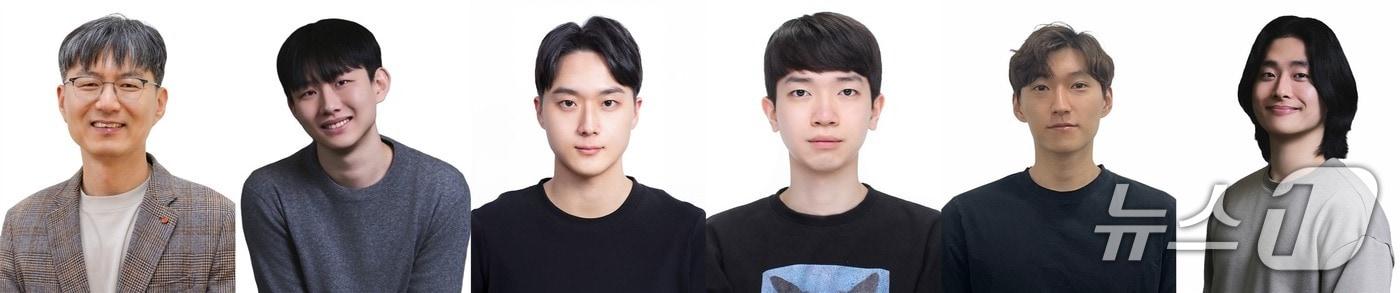 본문 이미지 - GIST 김경중 교수, KAIST 이호준 박사, GIST 한이삭 석박통합과정생, 박상연 석사, 오승원 석박통합과정생, KAIST 김동후 연구원(왼쪽부터)(지스트 제공, 재판매 및 DB금지)/뉴스1 
