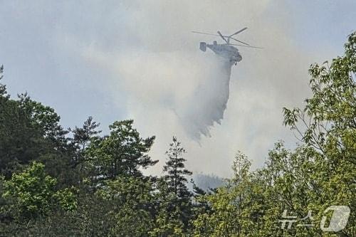 본문 이미지 - 28일 오전 11시 31분쯤 충북 영동군 상촌면의 야산에서 재발한 산불이 1시간 45분여 만에 진화됐다.(영동군 제공. 재판매 및 DB금지) 