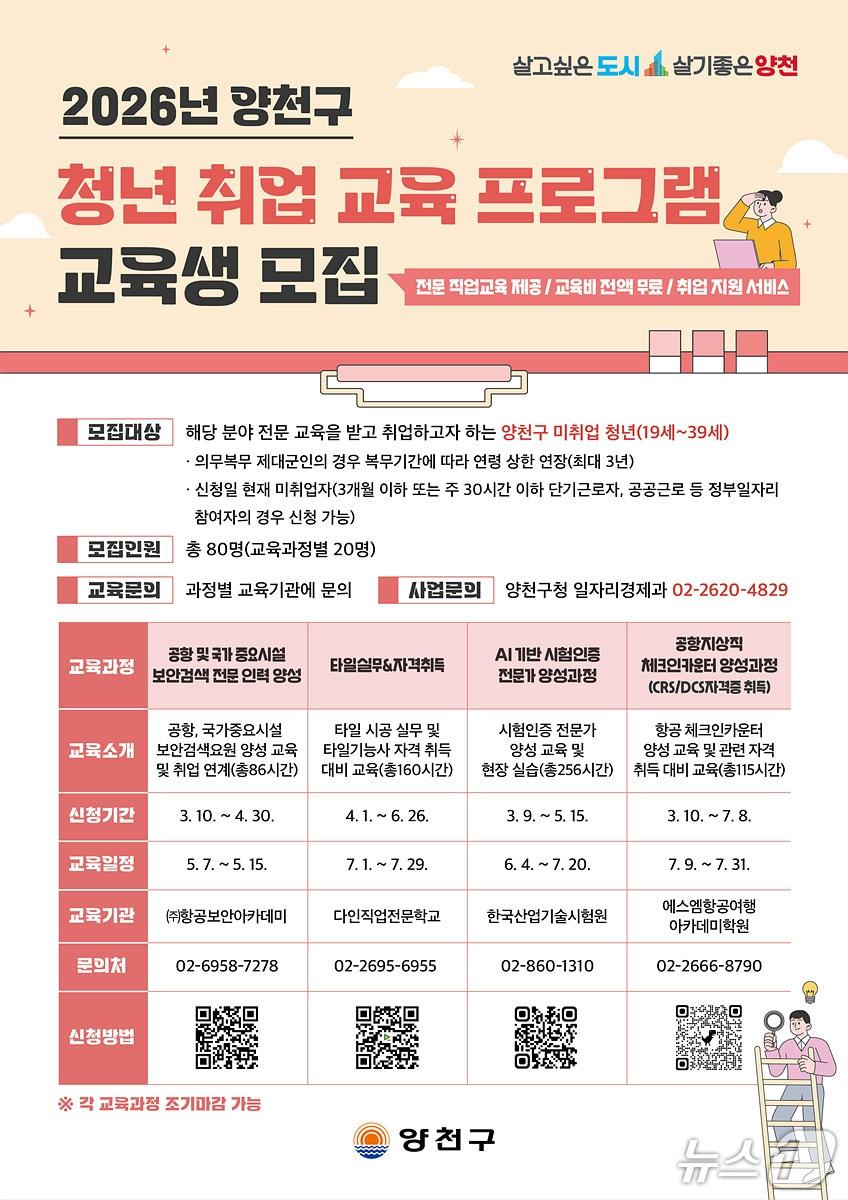 본문 이미지 - '양천구 청년 취업 교육 프로그램' 교육생 모집 안내문.(양천구 제공)