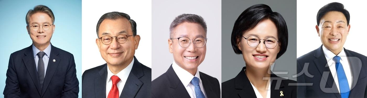 본문 이미지 - 전남광주통합특별시장 후보. 왼쪽부터 민형배 민주당 후보·이정현 국민의힘 후보·이종욱 진보당 후보·강은미 정의당 후보·김광만 무소속 후보.ⓒ 뉴스1