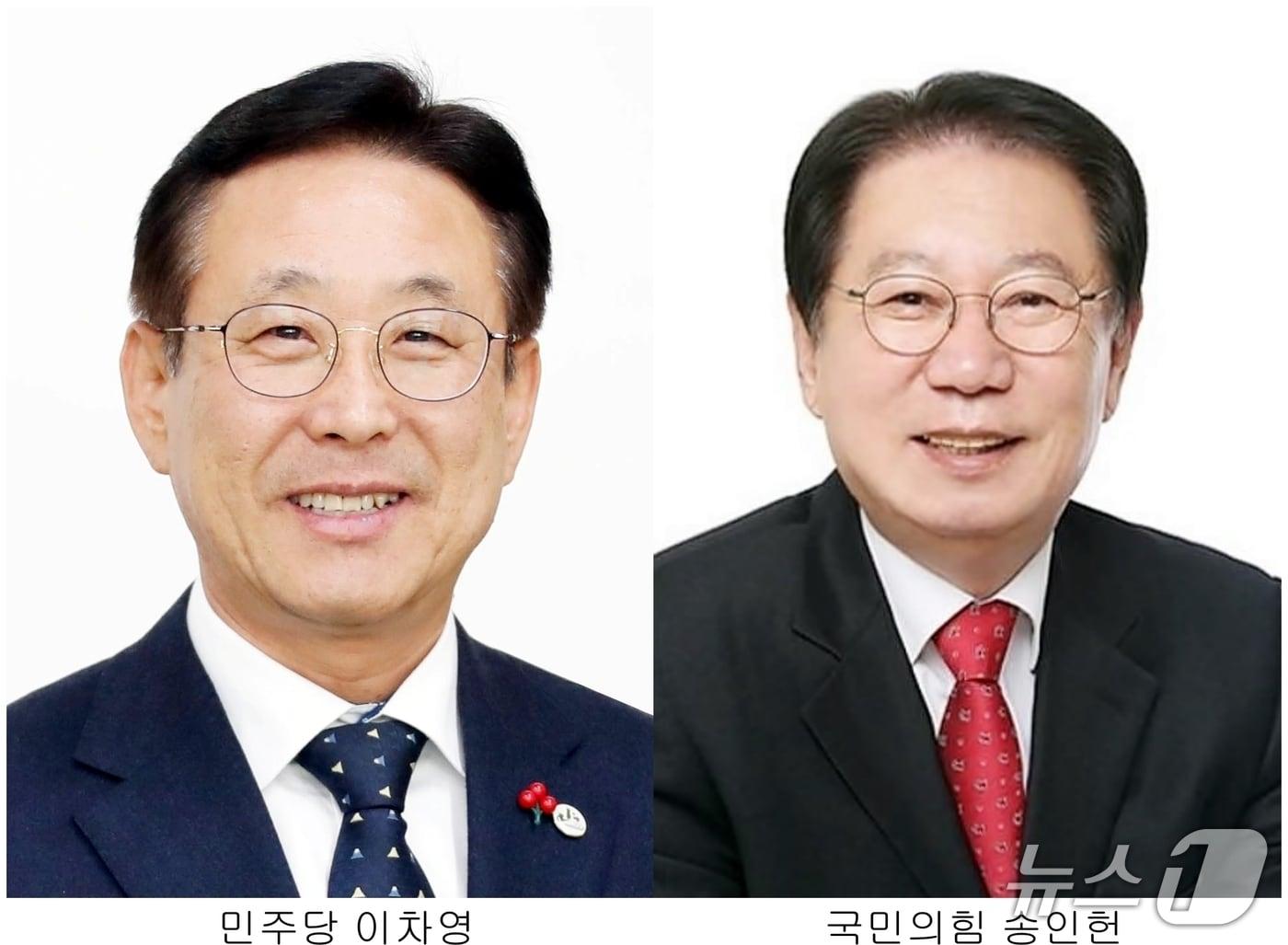 본문 이미지 - 괴산군수 선거 민주당 이차영 후보와 국민의힘 송인헌 후보.