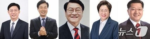 본문 이미지 - 대전교육감 예비후보. 왼쪽부터 맹수석·성광진·오석진·정상신·진동규(중앙선거관리위원회 홈페이지 갈무리. 재판매 및 DB금지)
