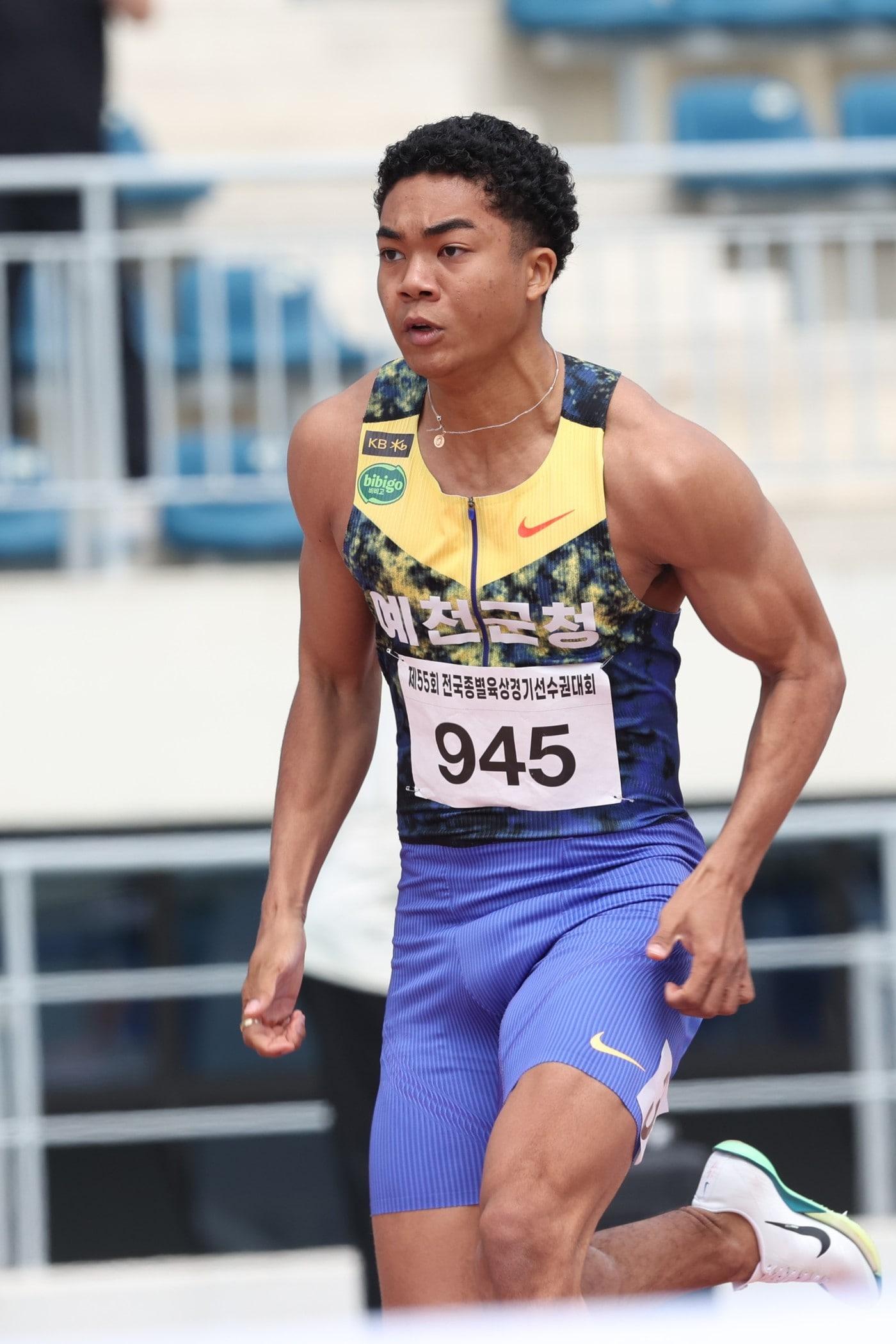 본문 이미지 - 나마디조엘진(예천군청)이 전국종별육상경기선수권에서 10초19로 개인 최고 기록이자 대회 신기록을 세웠다. (대한육상연맹 제공)