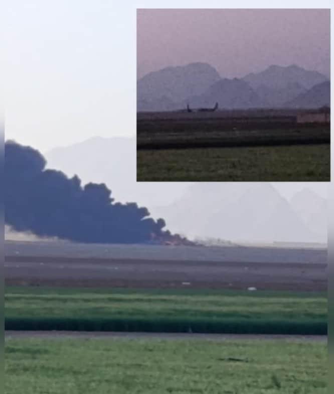 본문 이미지 - 이란 반관영 타스님통신이 5일(현지시간) 최근 이란에서 격추된 미국 전투기 조종사를 찾던 미국 항공기가 격추됐다고 전하며 공개한 사진. (사진=타스님통신 텔레그램 계정 갈무리)