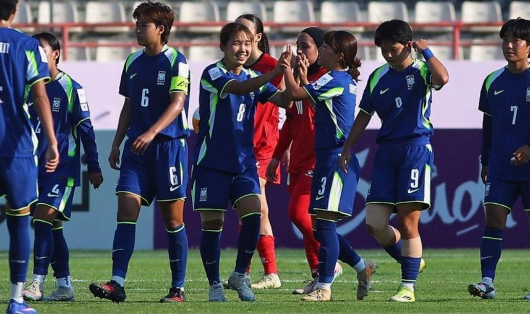 본문 이미지 - AFC U20 여자 아시안컵에서 2연승을 기로한 한국.(AFC 제공)