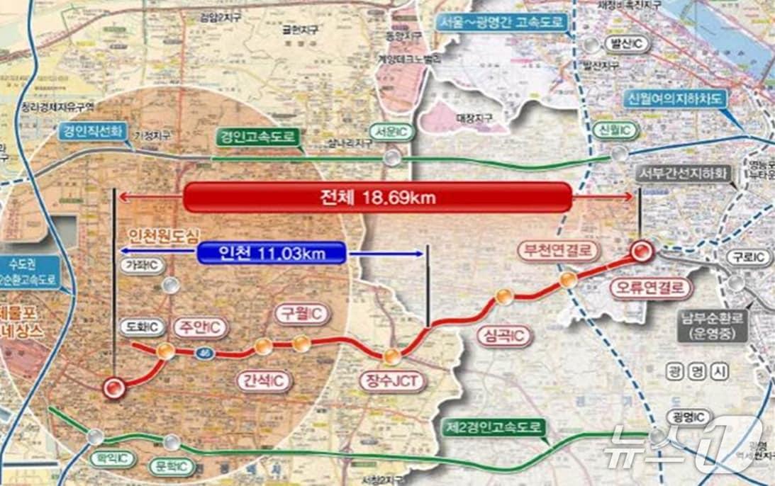 본문 이미지 - 제4경인고속화도로 노선도 (인천시 제공.재판매 및 DB금지)