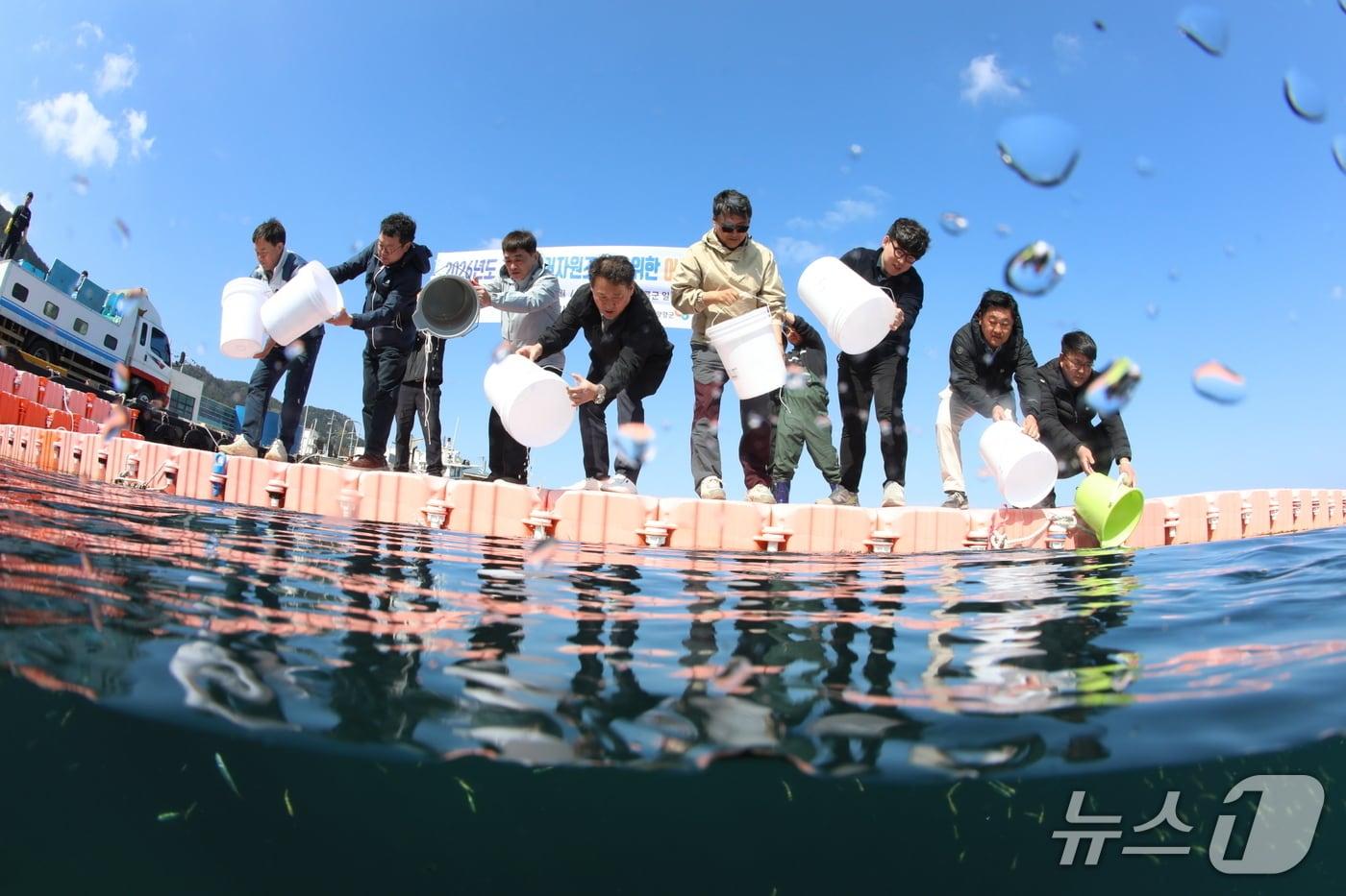 본문 이미지 - 8일 진행된 토종 첨연어 방류 행사 모습 (수산자원공단 제공. 재판매 및 DB금지)