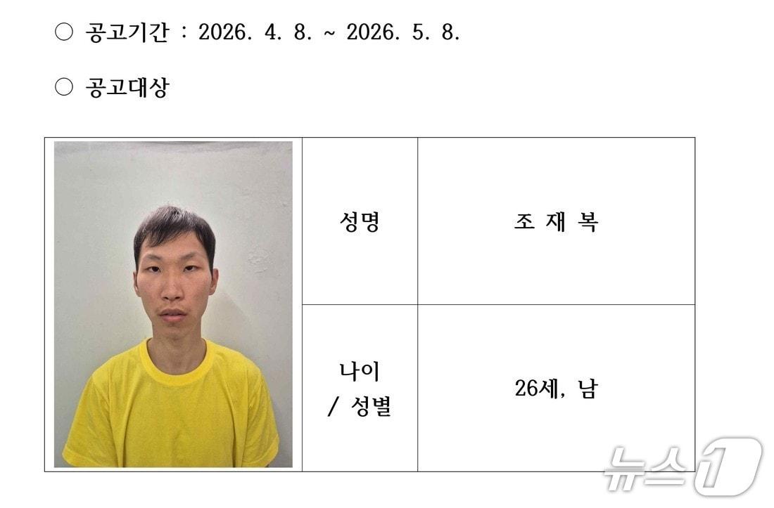 본문 이미지 - 조재복 신상정보.(대구경찰청 제공. 재판매 및 DB금지)