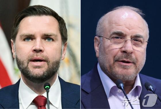 본문 이미지 - JD 밴스 미국 부통령(왼쪽)과 모하마드 바게르 갈리바프 이란 의회 의장. ⓒ AFP, 로이터=뉴스1