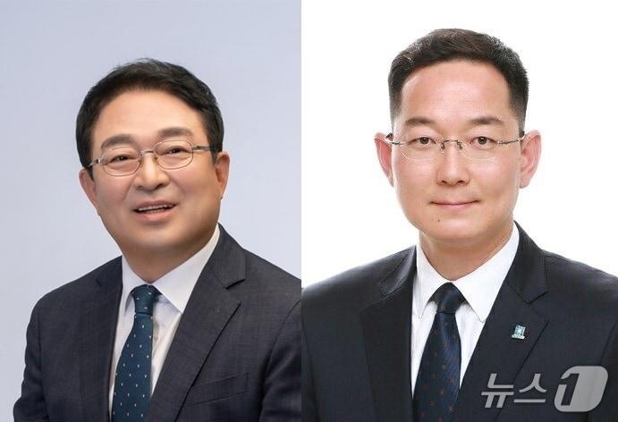 본문 이미지 - 더불어민주당 옥천군수 후보로 선정된 황규철(왼쪽)과 영동군수 후보 이수동  