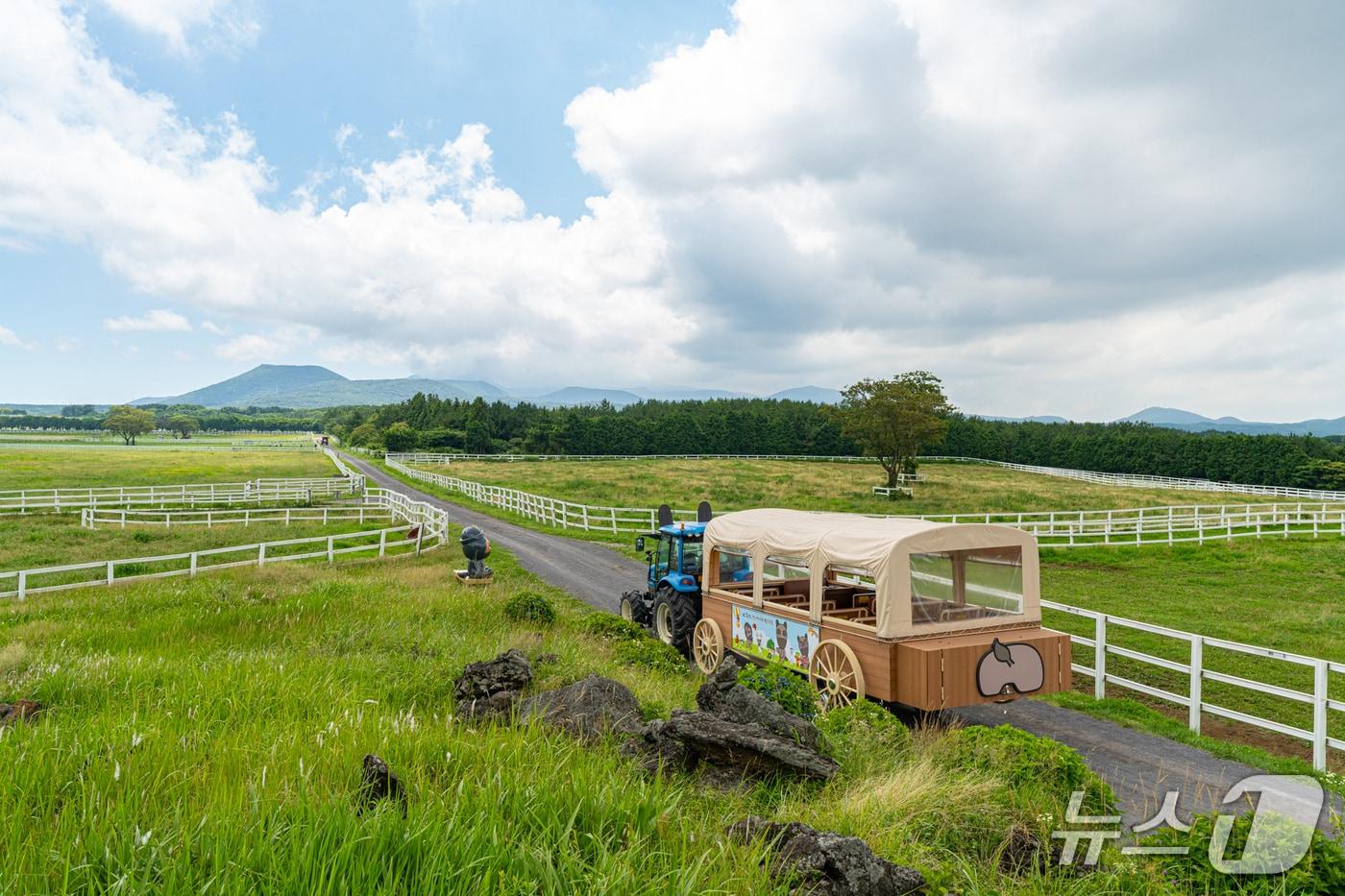 본문 이미지 - 한국마사회 제주목장 '트랙터 마차 투어'.(한국마사회 제공. 재판매 및 DB 금지)