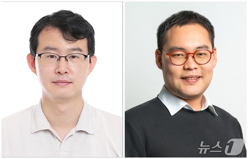 본문 이미지 - 가톨릭대 약학대학 강한창 교수(사진 왼쪽), AIMS BioScience 한승훈 대표이사.(가톨릭대 제공)