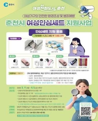본문 이미지 - 춘천시, 여성안심세트 지원 포스터.(춘천시 제공, 재판매 및 DB금지)