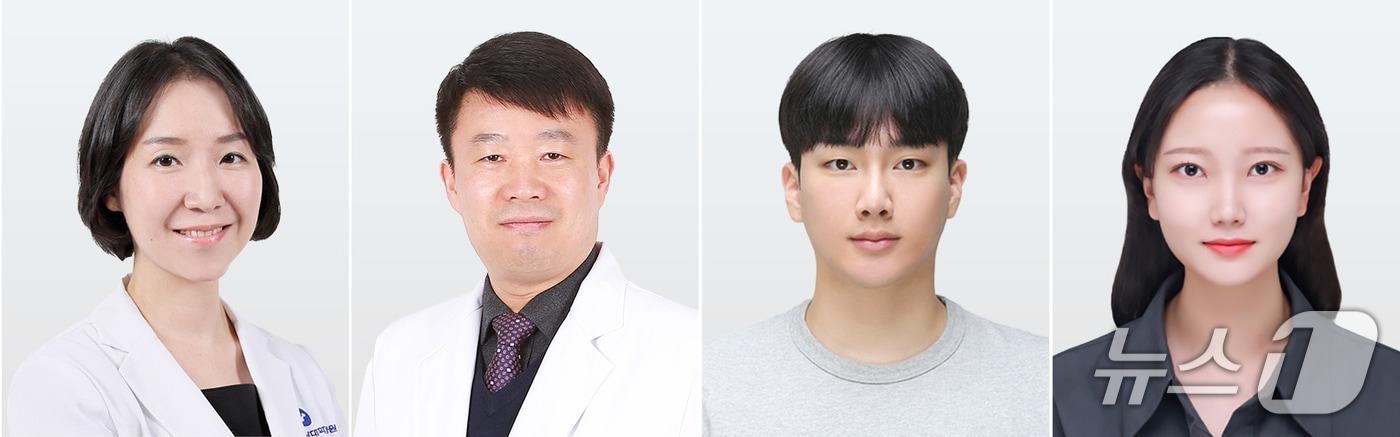 본문 이미지 - 왼쪽부터 충남대학교병원 내분비대사내과 강예은·구본정 교수, 충남대학교 의과학과 김준서·윤지연 학생(충남대병원 제공) /뉴스1