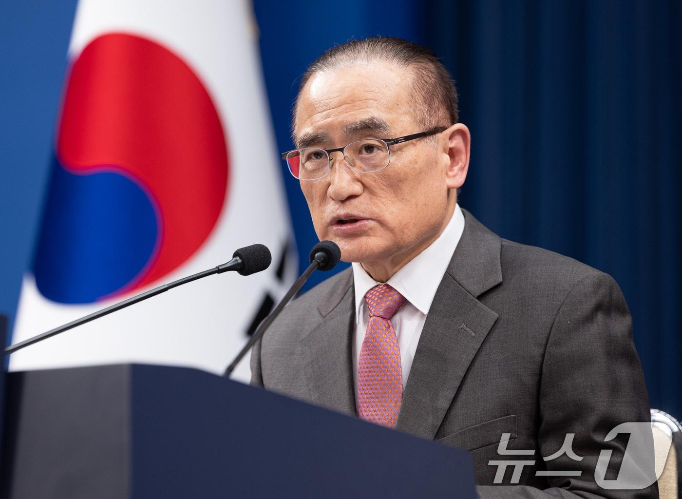 본문 이미지 - 위성락 국가안보실장이 11일 청와대 춘추관에서 열린 기자간담회에서 발언을 하고 있다. 2026.5.11 ⓒ 뉴스1 이재명 기자
