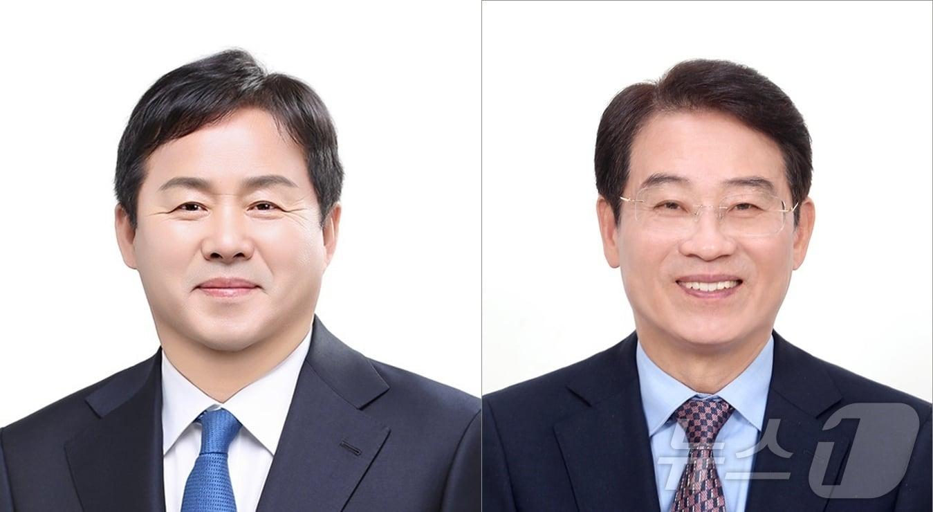 본문 이미지 - 제9대 전국동시지방선거 강진군수에 출마한 차영수 더불어민주당 예비후보(왼쪽)와 무소속 강진원 예비후보. ⓒ 뉴스1