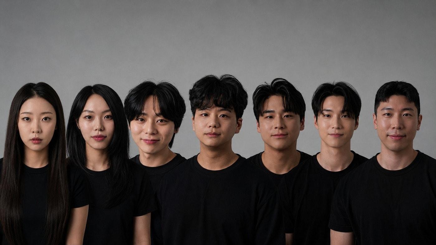 본문 이미지 - 옴니버스 연극 '그래도 지금' 출연진. 왼쪽부터 이수언, 최수연, 차유현, 이승협, 서상민, 조현석, 안성열