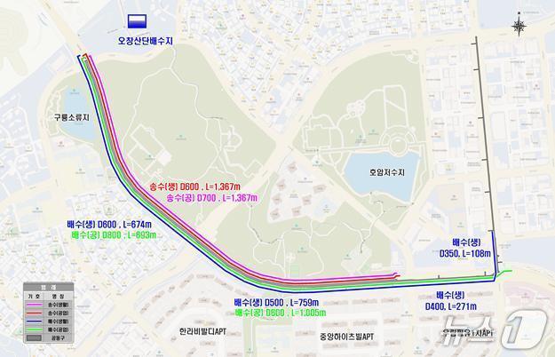 본문 이미지 - 오창 공동구 상수관로 복선화 사업 위치도.(청주시 제공. 재판매 및 DB금지)/뉴스1
