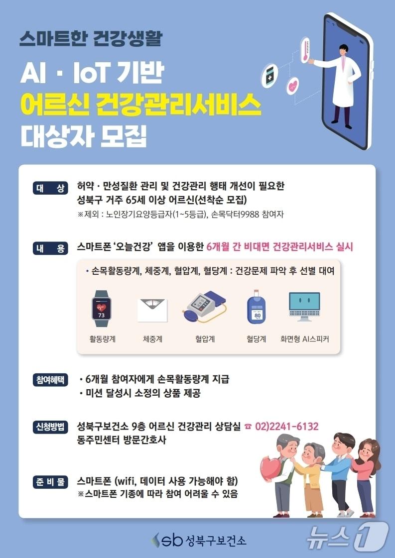 본문 이미지 - AI·IoT 활용 어르신 건강관리사업 참여자 모집.(성북구 제공)
