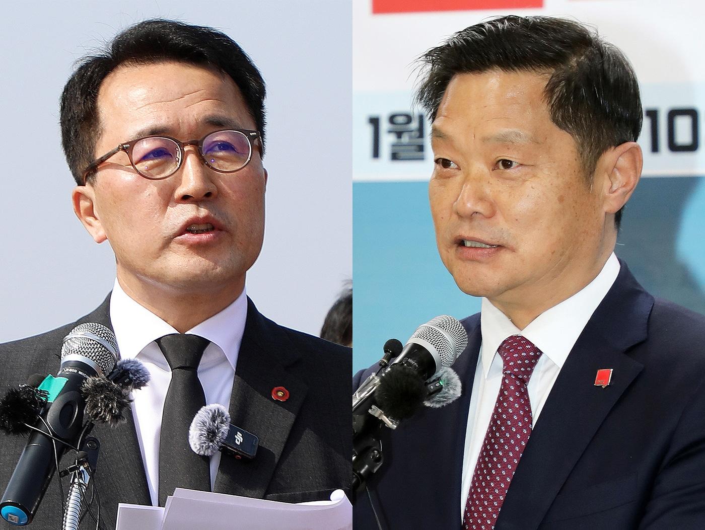 본문 이미지 - 문성유 국민의힘 제주도지사 후보(왼쪽)와 김명호 진보당 제주도지사 후보.