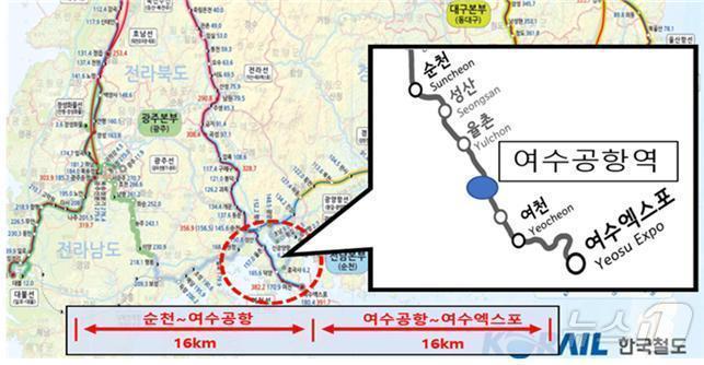 본문 이미지 - 전라선 철도 노선도, (여수상공회의소 제공. 재판매 및 DB금지) ⓒ 뉴스1 김성준 기자