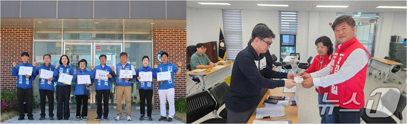 본문 이미지 - 한금석 더불어민주당 철원군수 예비후보와  한금석 더불어민주당 철원군수 예비후보가 14일 철원군선거관리위원회를 찾아 후보 등록을 진행했다.(각 후보 측 제공, 재판매 및 DB금지)