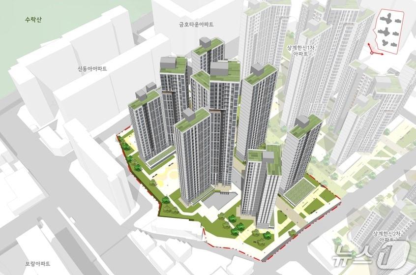 본문 이미지 -  노원구 상계한신3차 아파트 조감도 (서울시 제공) 뉴스1 ⓒ News1