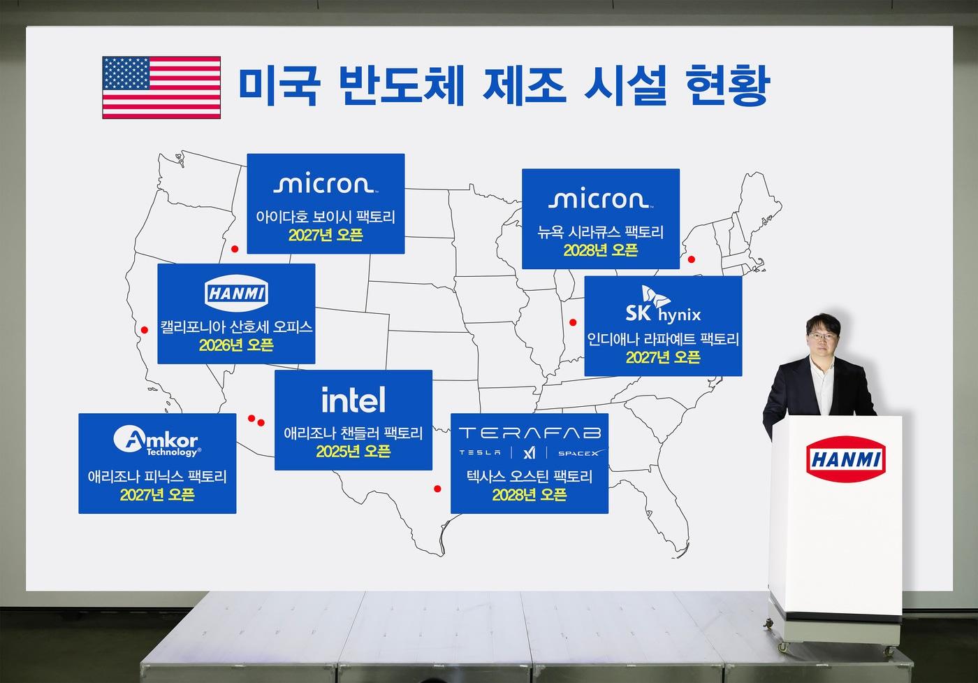 본문 이미지 - 한미반도체 곽동신 회장이 인천 본사에서 한미USA 법인 설립 계획을 발표하고 있다.(한미반도체제공)