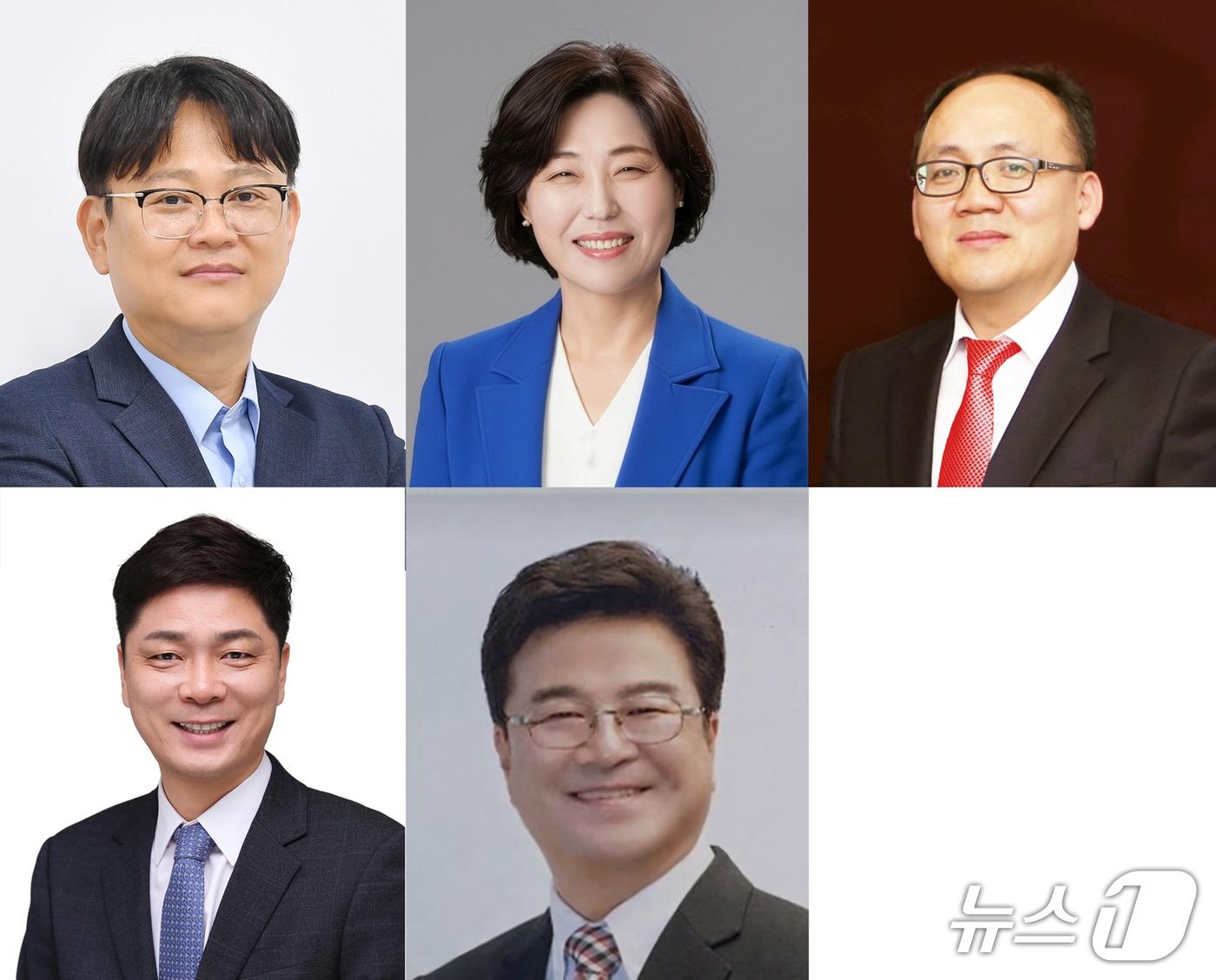 본문 이미지 - 청주라선거구 박승찬·임은성·김재년 후보(위 왼쪽부터)와 청주카선거구 배성철·정영석 후보(아래 왼쪽부터)/뉴스1