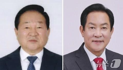 본문 이미지 - 제9회 전국동시지방선거 강원 평창군수 선거에 도전하는 한왕기 더불어민주당 후보와 심재국 국민의힘 후보 사진. 사진은 정당순. (재판매 및 DB금지)/뉴스1